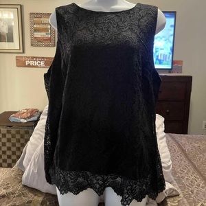 Worthington black lace top size large
